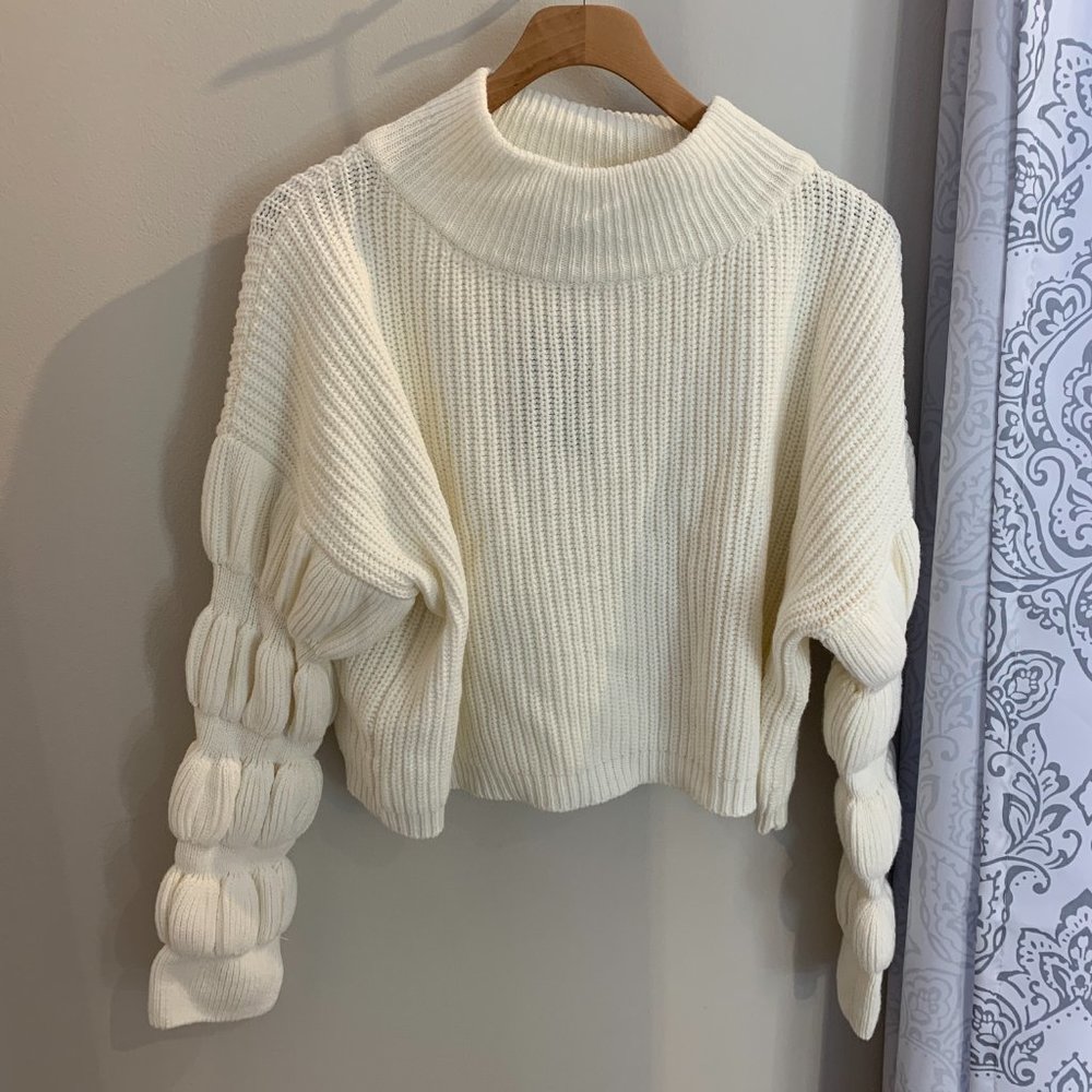 COZY NIGHTS MOCKNECK BUBBLE SLEEVE SWEATER - Picture 4 of 6
